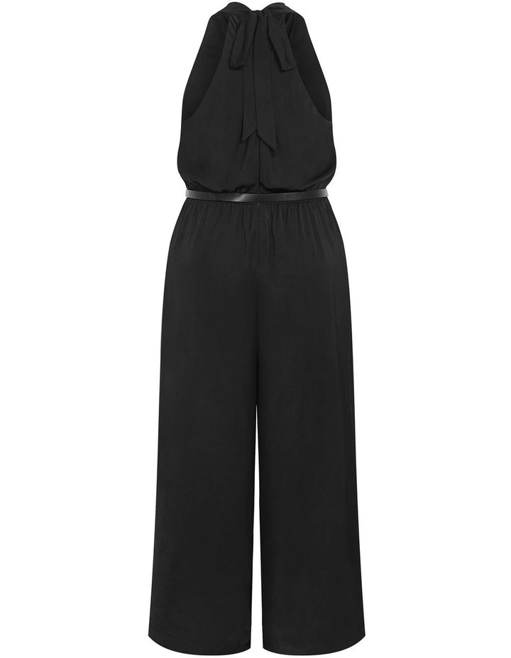 Clara Halter Wide Leg Jumpsuit in Black image 4