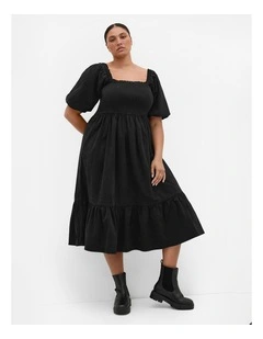 Molli Corduroy Midi Dress in Black
