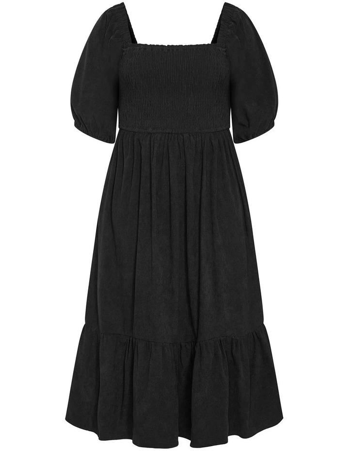 Molli Corduroy Midi Dress in Black image 3