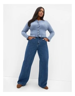 Florence Frill Cardigan in Blue Marle