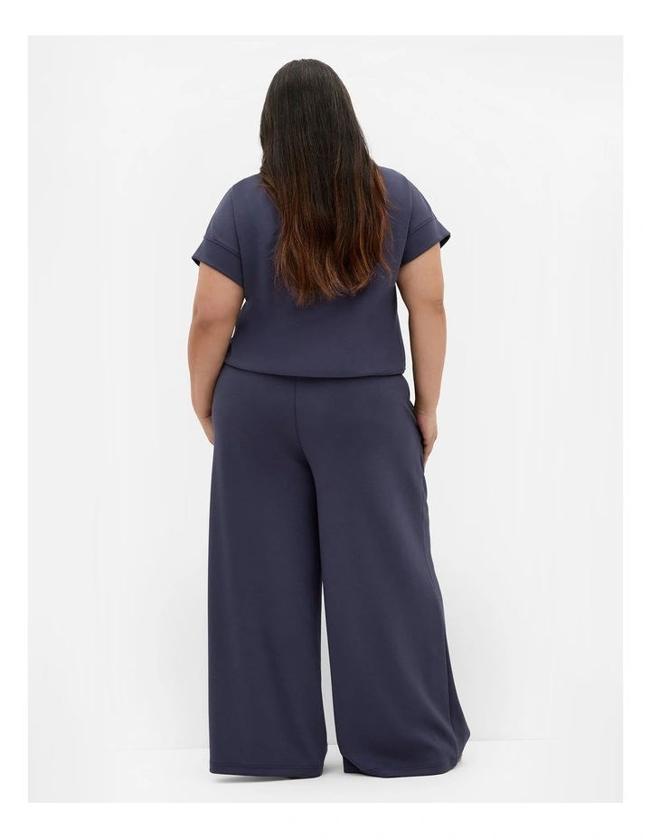 Kay Zip Short Sleeve Sweat Top in Navy image 2
