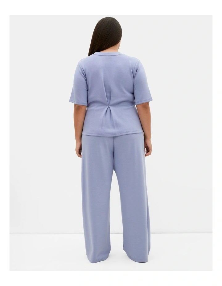 Mae Wide Leg Track Pant in Dusty Blue image 2
