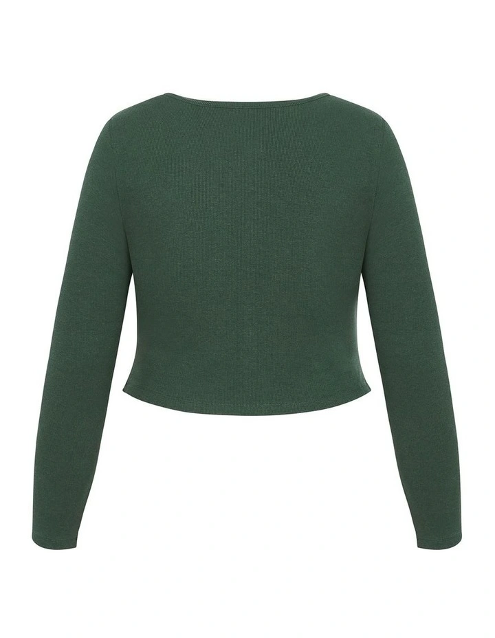 Lily Button Through Rib Top in Forest image 4