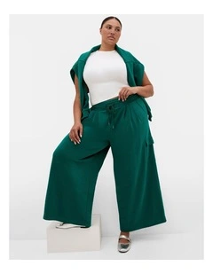 Paige Pocket Wide Leg Track Pant in Varsity Green