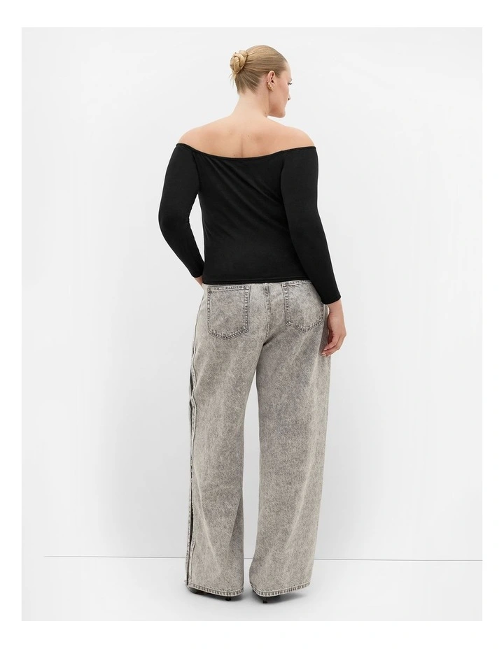 Urban Status Off Shoulder Top in Black image 2