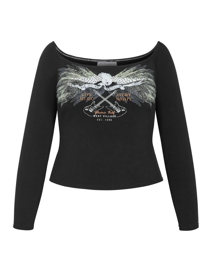 Urban Status Off Shoulder Top in Black image 3