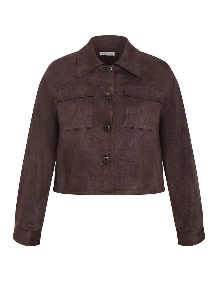 Liza Lightweight Suedette Jacket in Espresso image 3