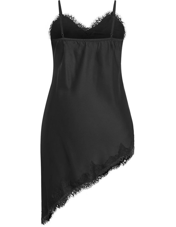 Lace Trim Asymmetrical Hem Tunic in Black image 4