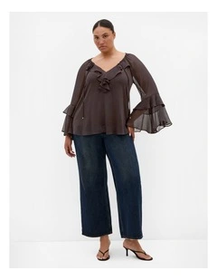 Glam Frill Top in Espresso