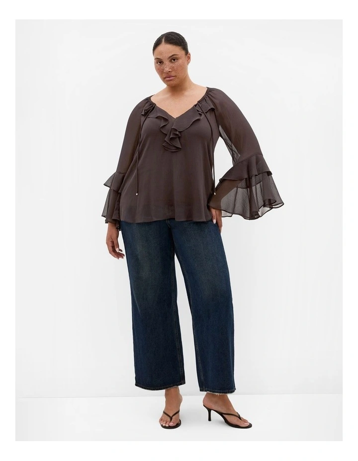 Glam Frill Top in Espresso image 1