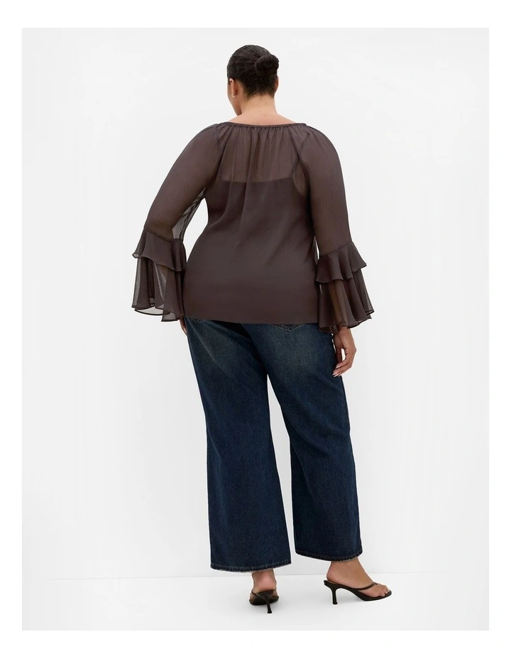 Glam Frill Top in Espresso image 2