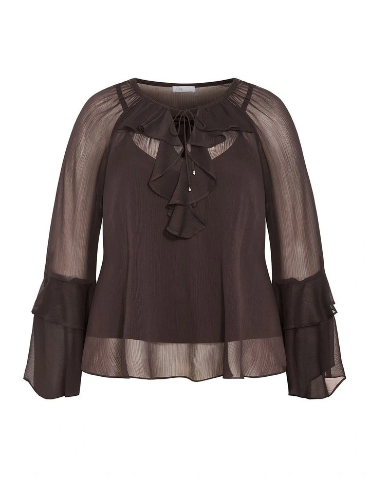 Glam Frill Top in Espresso image 3