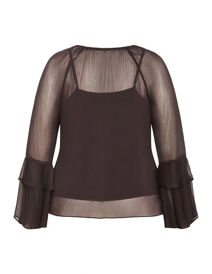 Glam Frill Top in Espresso image 4