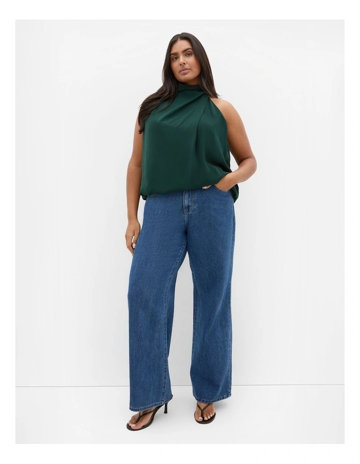 Jaylee Sleeveless Neck Tie Top in Forest image 1