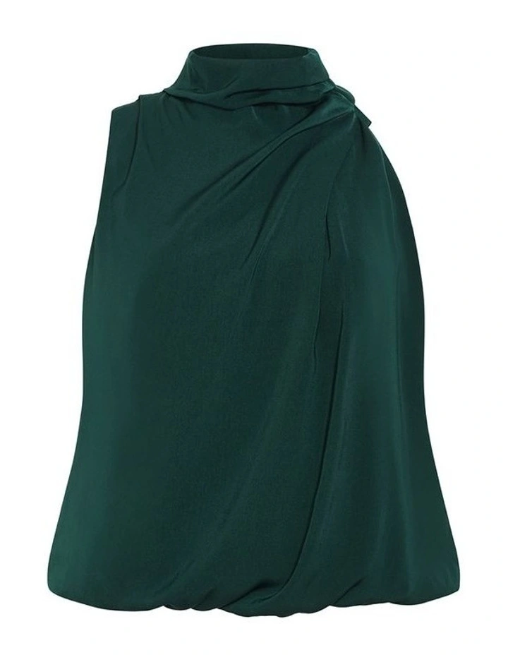 Jaylee Sleeveless Neck Tie Top in Forest image 3