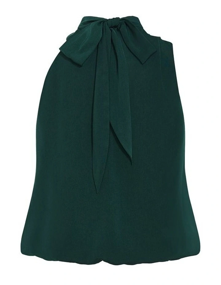 Jaylee Sleeveless Neck Tie Top in Forest image 4
