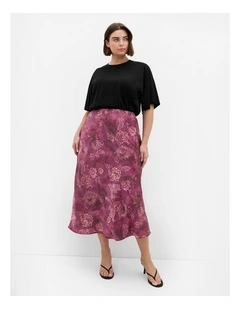 Miranda Lace Print Midi Skirt in Mulberry
