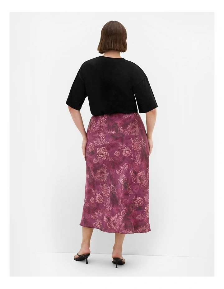Miranda Lace Print Midi Skirt in Mulberry image 2