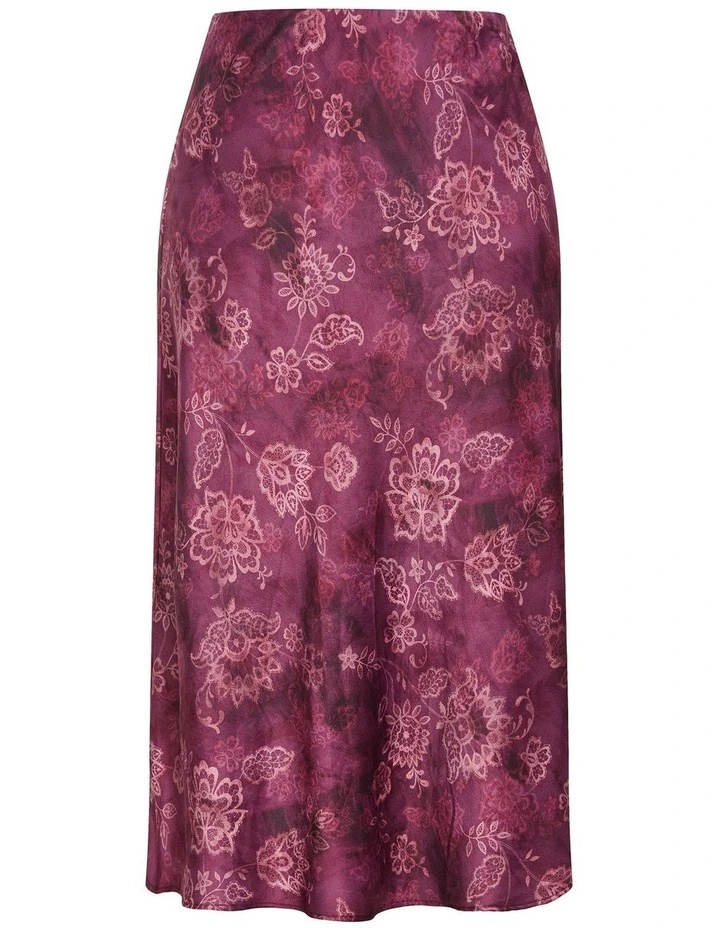 Miranda Lace Print Midi Skirt in Mulberry image 3