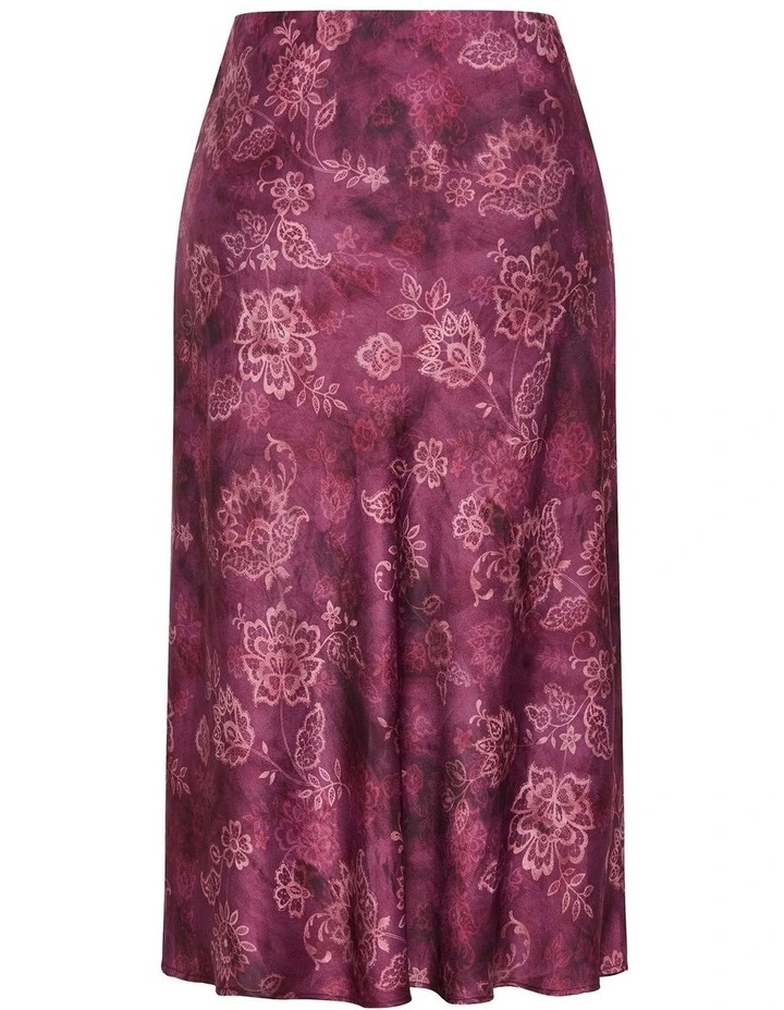 Miranda Lace Print Midi Skirt in Mulberry image 4