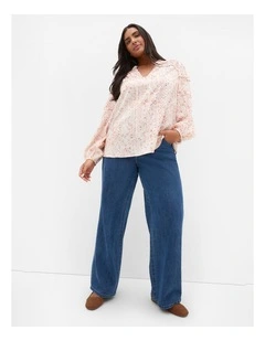 Desert Print Long Sleeve Shirt in Pale Blush