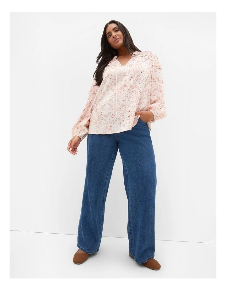 Desert Print Long Sleeve Shirt in Pale Blush image 1