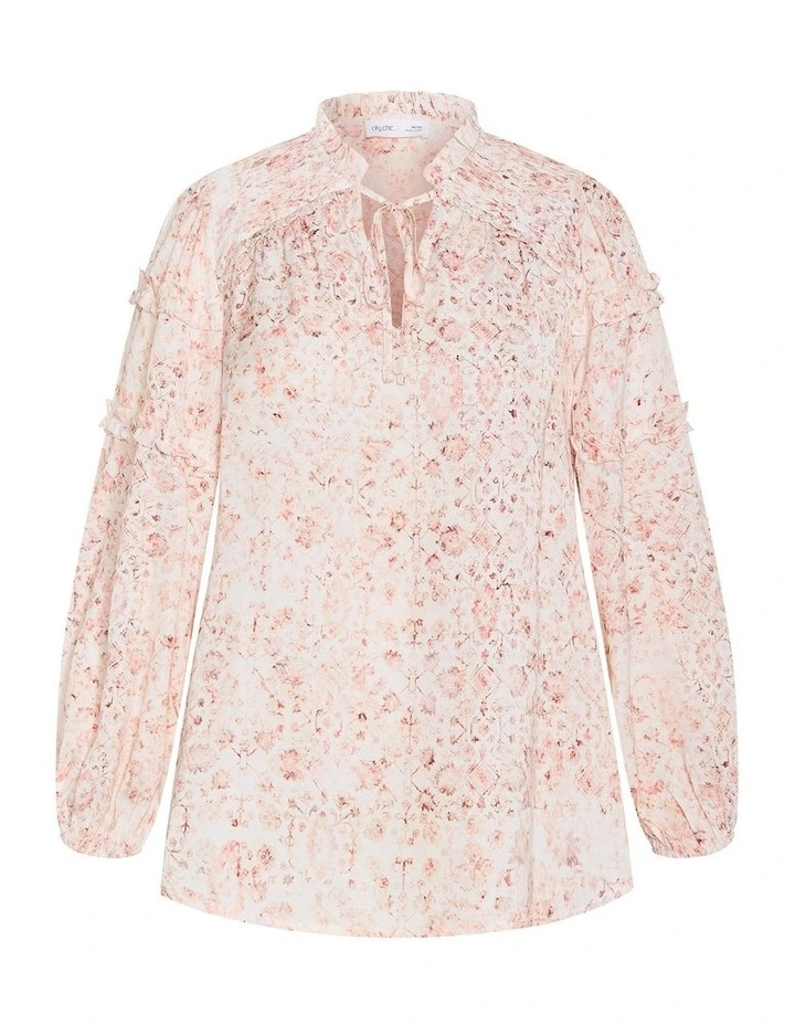 Desert Print Long Sleeve Shirt in Pale Blush image 3