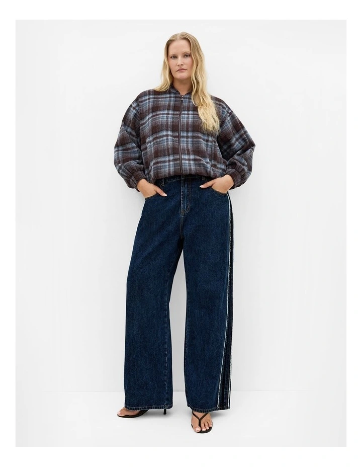 Mila Check Bomber Jacket in Tobacco image 1