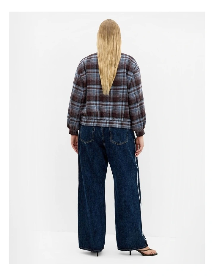 Mila Check Bomber Jacket in Tobacco image 2
