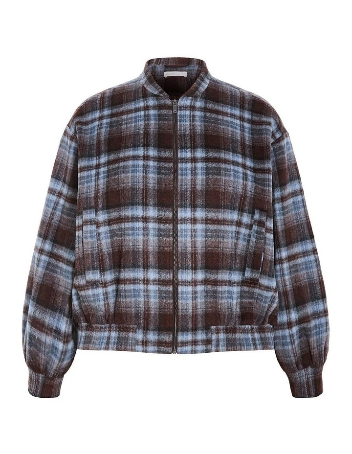 Mila Check Bomber Jacket in Tobacco image 3