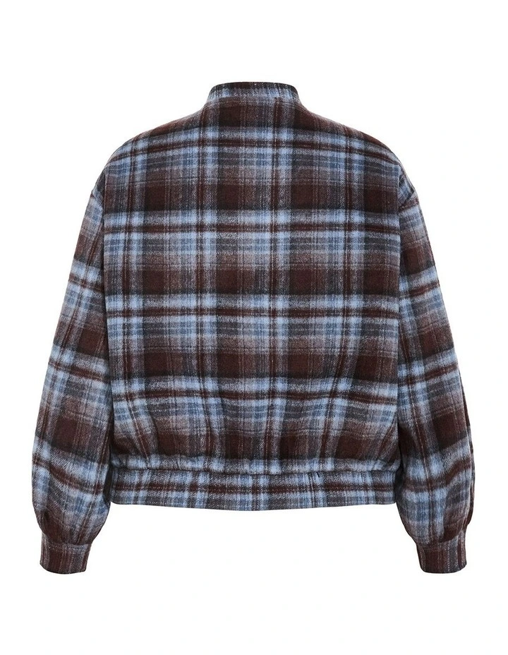 Mila Check Bomber Jacket in Tobacco image 4