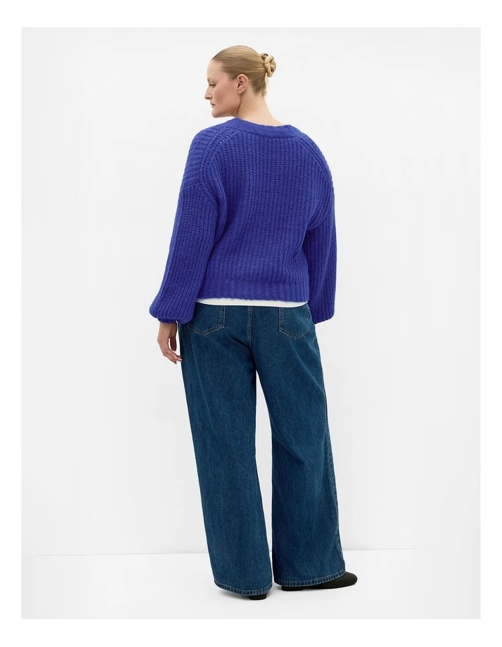 Kiara V Neck Cardigan in Ocean Blue image 2