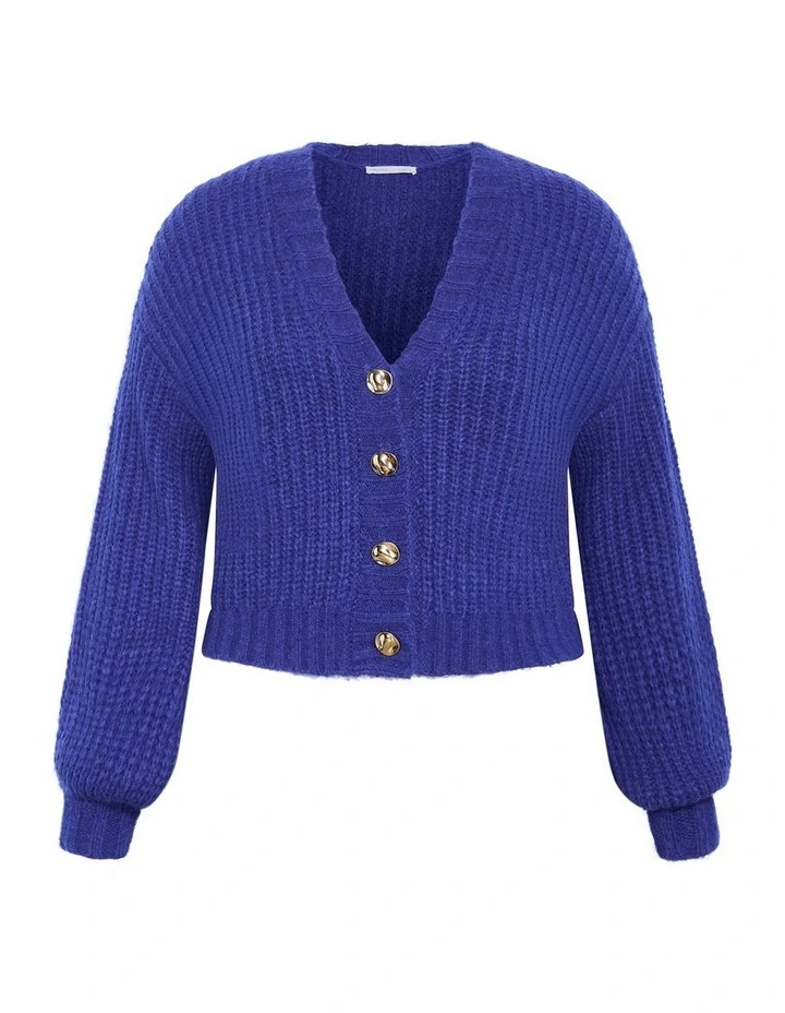 Kiara V Neck Cardigan in Ocean Blue image 3