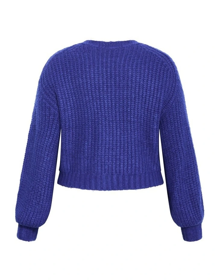 Kiara V Neck Cardigan in Ocean Blue image 4