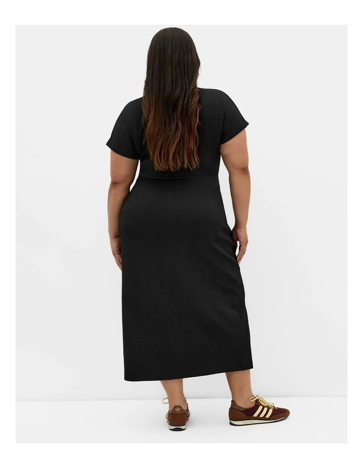 Mae Side Tie Midi Dress in Black image 2