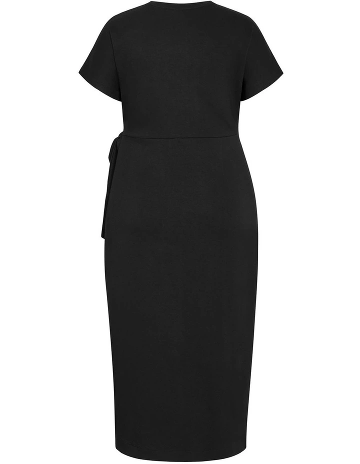 Mae Side Tie Midi Dress in Black image 4