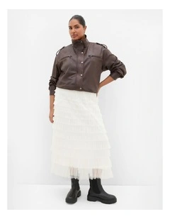 Averi Tulle Midi Skirt in Vanilla