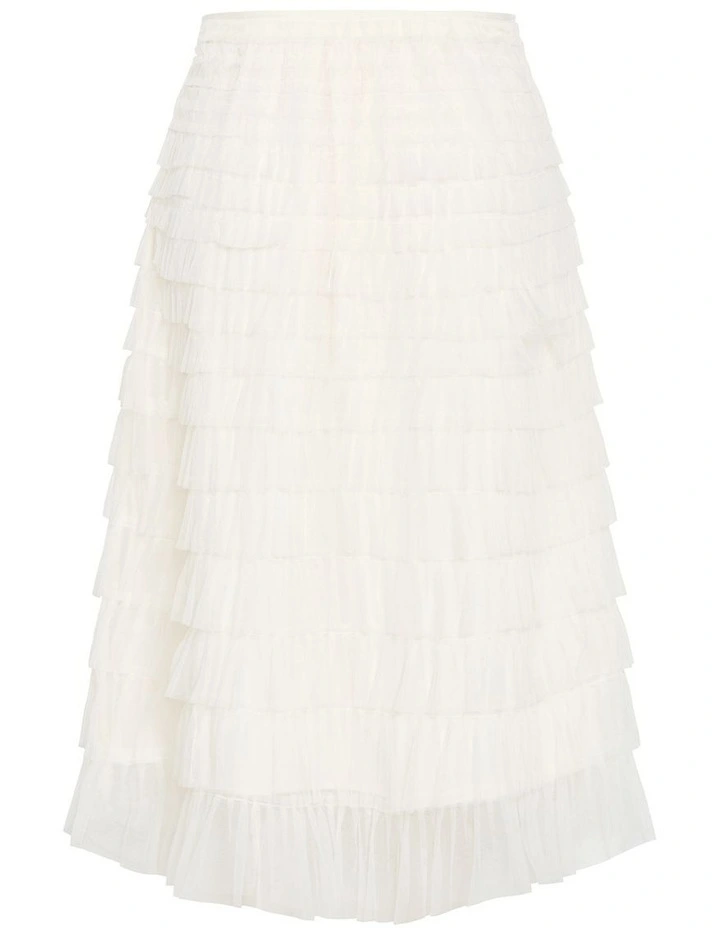 Averi Tulle Midi Skirt in Vanilla image 4