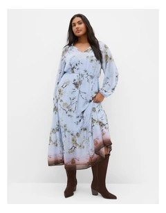 Love Border Print Maxi Dress in Cornflower