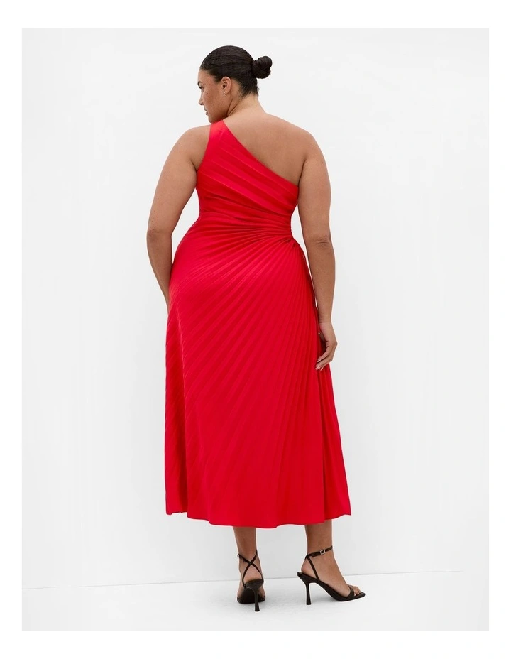 Aliza One Shoulder Pleat Maxi Dress in Red image 2