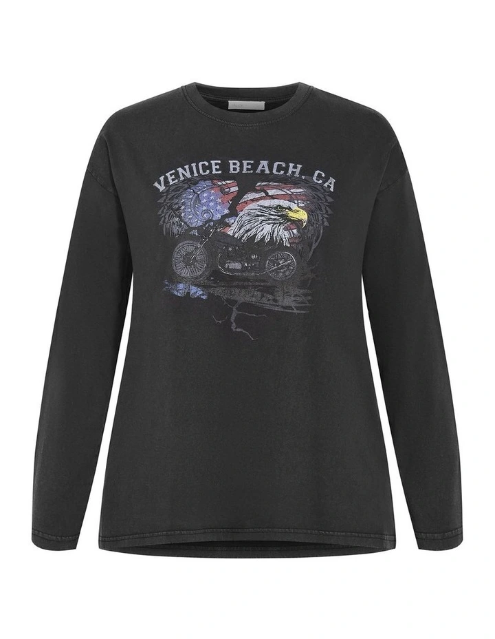 Venice Beach Long Sleeve Tee in Black image 3