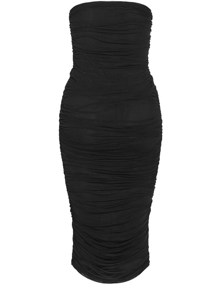 Halo Strapless Ruched Dress in Black image 4