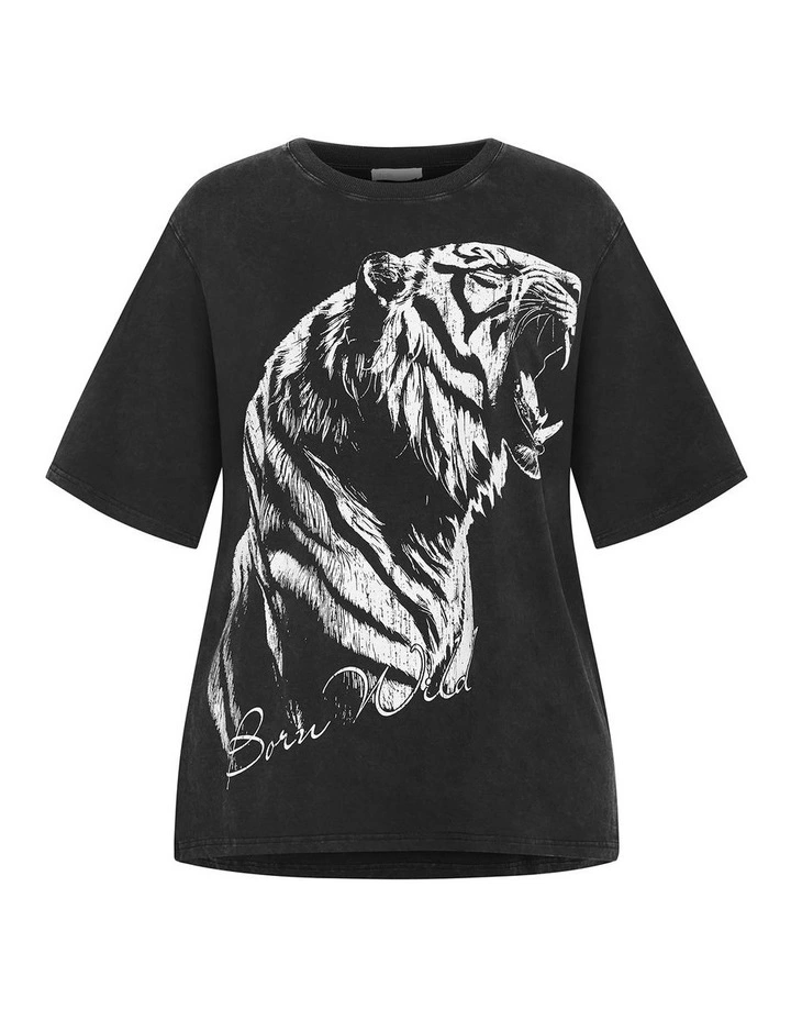 Liv Born Wild Oversized Cotton Tee in Black image 3