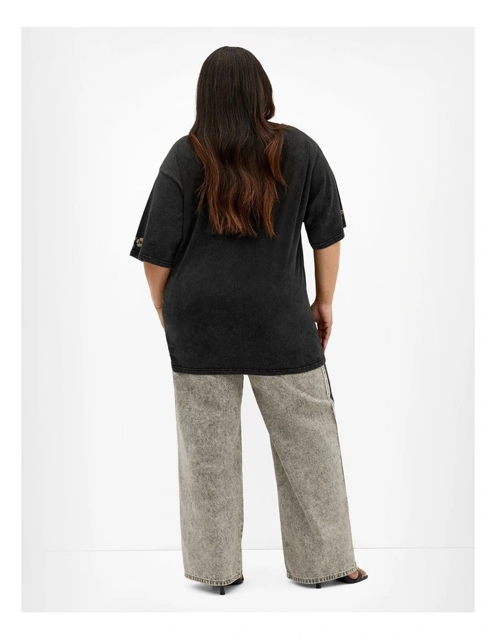 Rodeo Oversized Cotton Tee in Black Acid Wash image 2