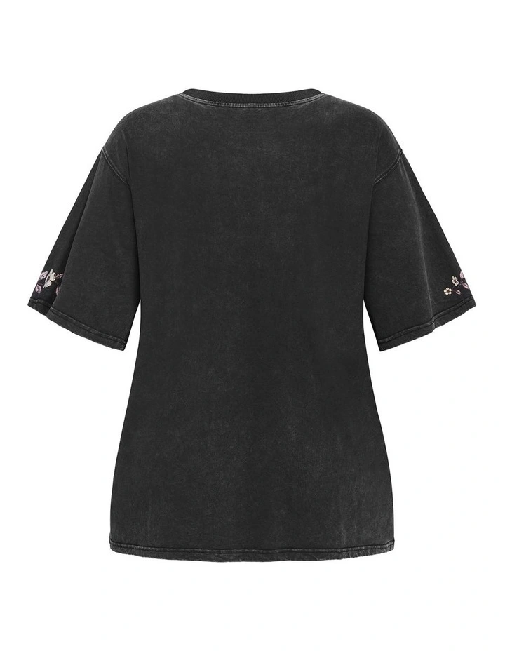 Rodeo Oversized Cotton Tee in Black Acid Wash image 4