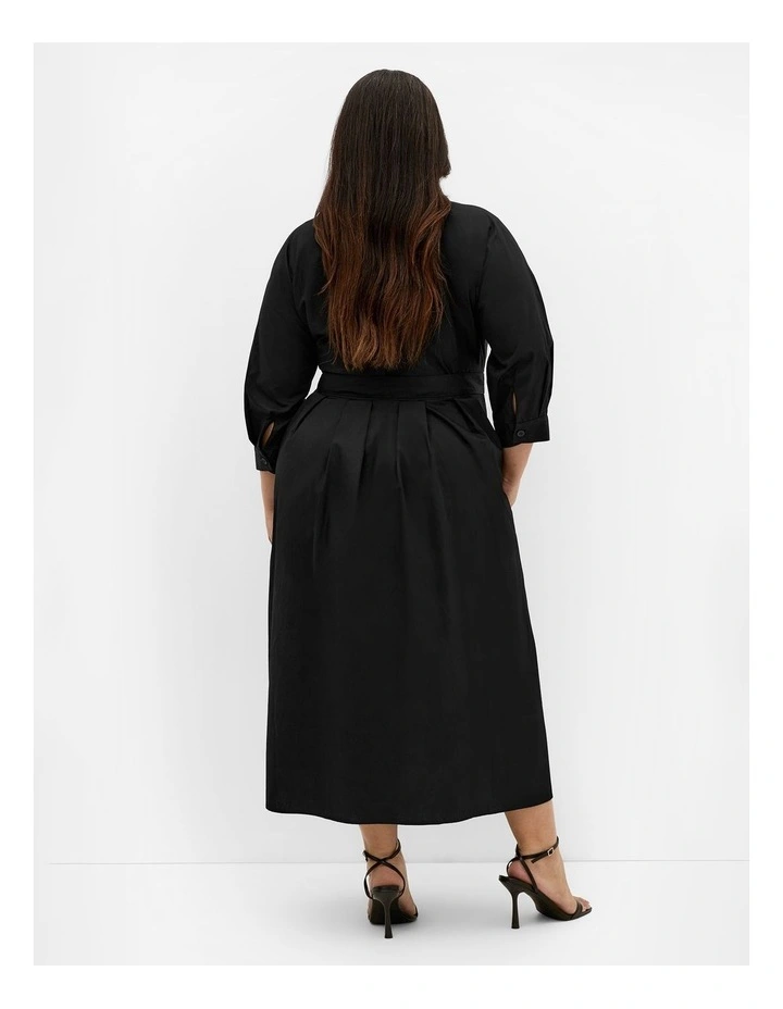 Angel Cotton Shirt Dress in Black image 2