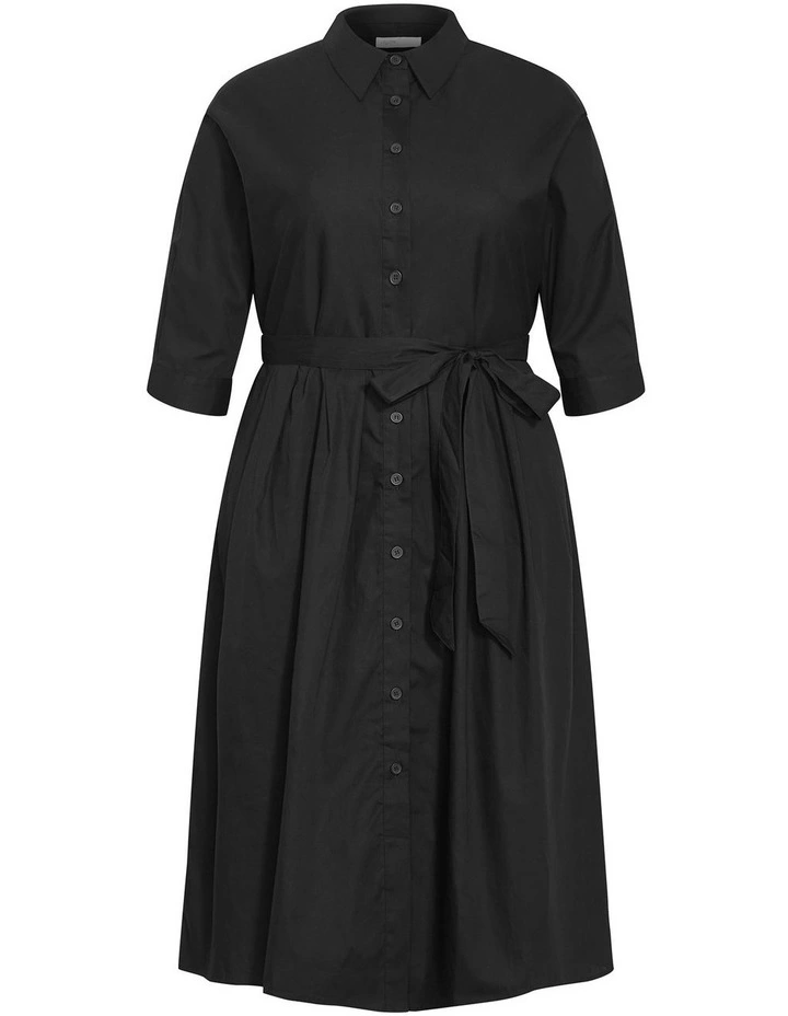 Angel Cotton Shirt Dress in Black image 3