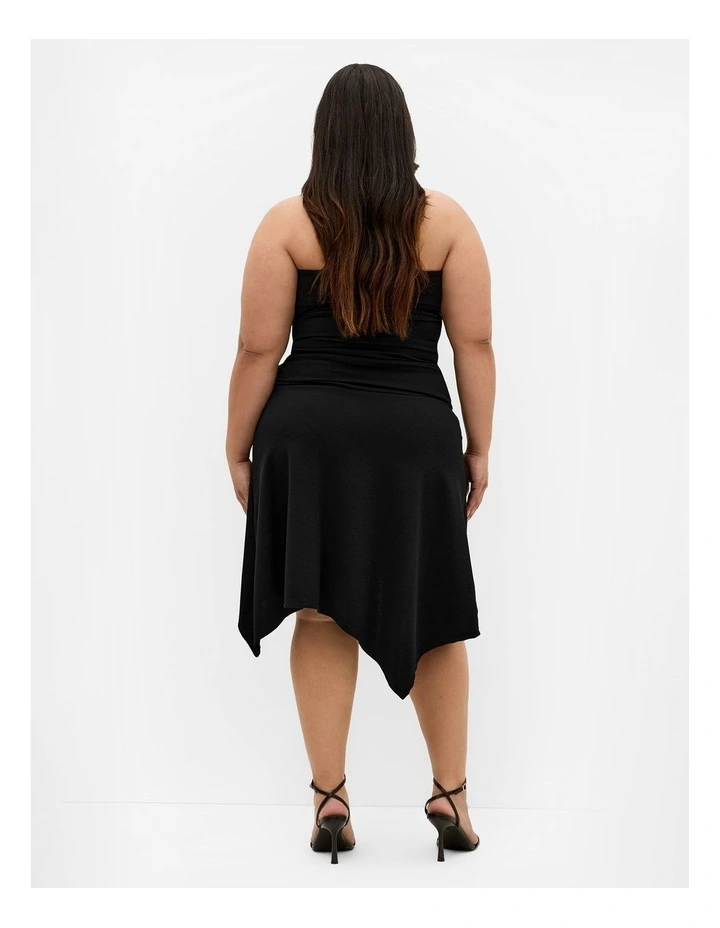 Amber Halter Asymmetrical Hem Dress in Black image 2