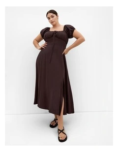 Abbigail Split Maxi Dress in Chocolate