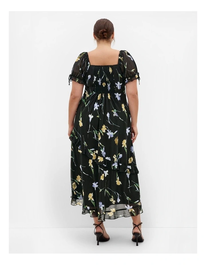 Shayla Petal Print Maxi Dress in Black image 2